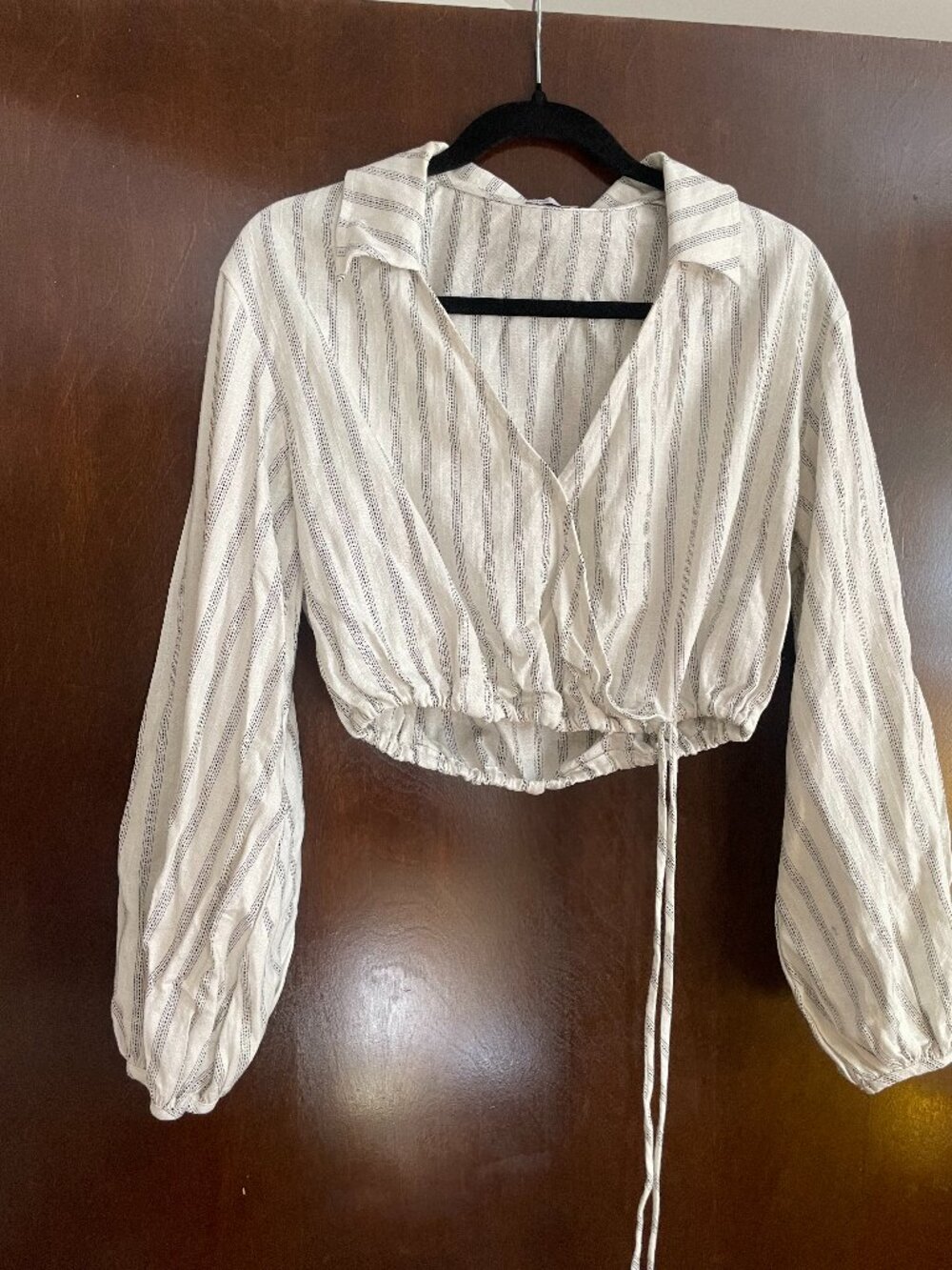 Women's Striped Crop Top Long Sleeve